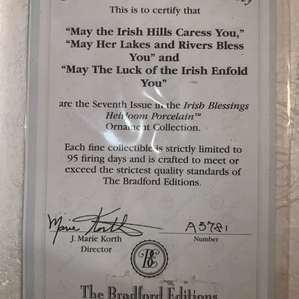 Bradford Edition Irish Blessing Heirloom Porcelain Ornaments